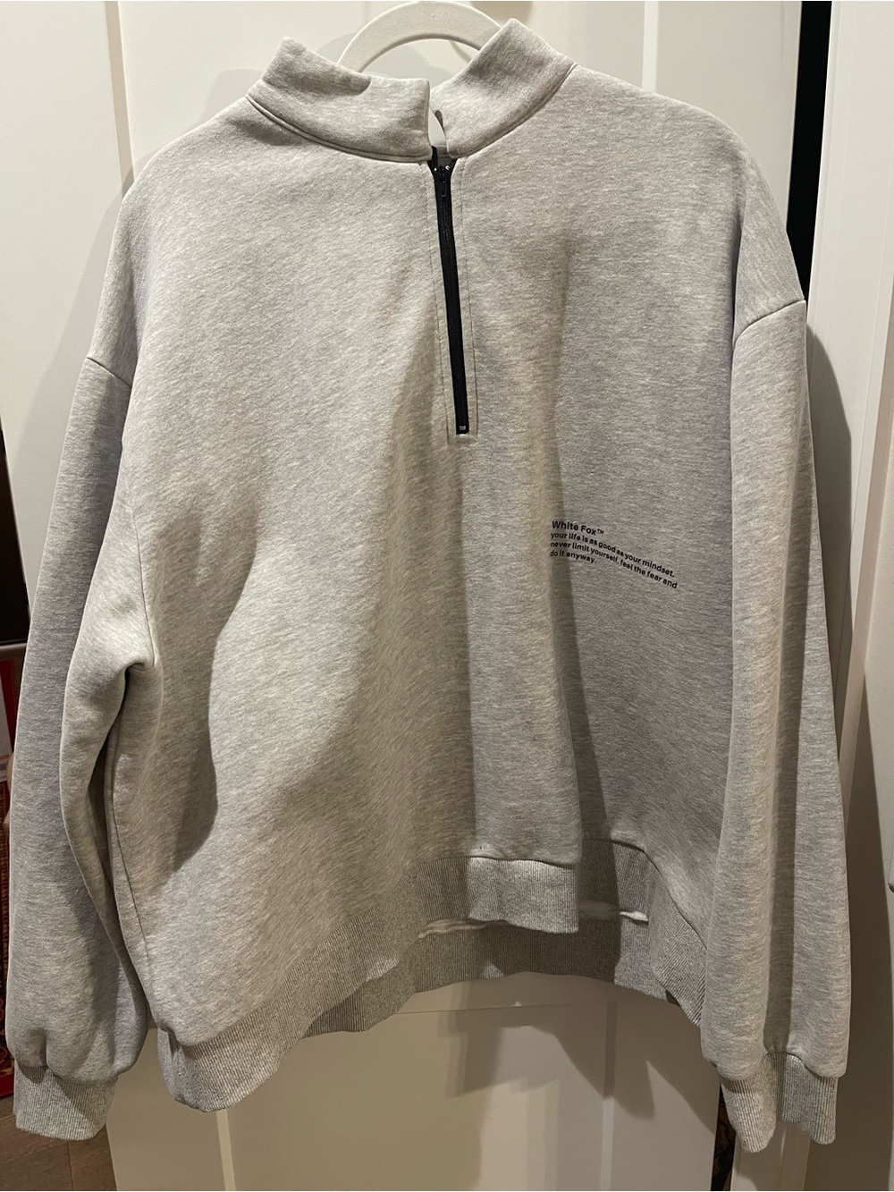 Gray White Fox 1/4 zip sweatshirt